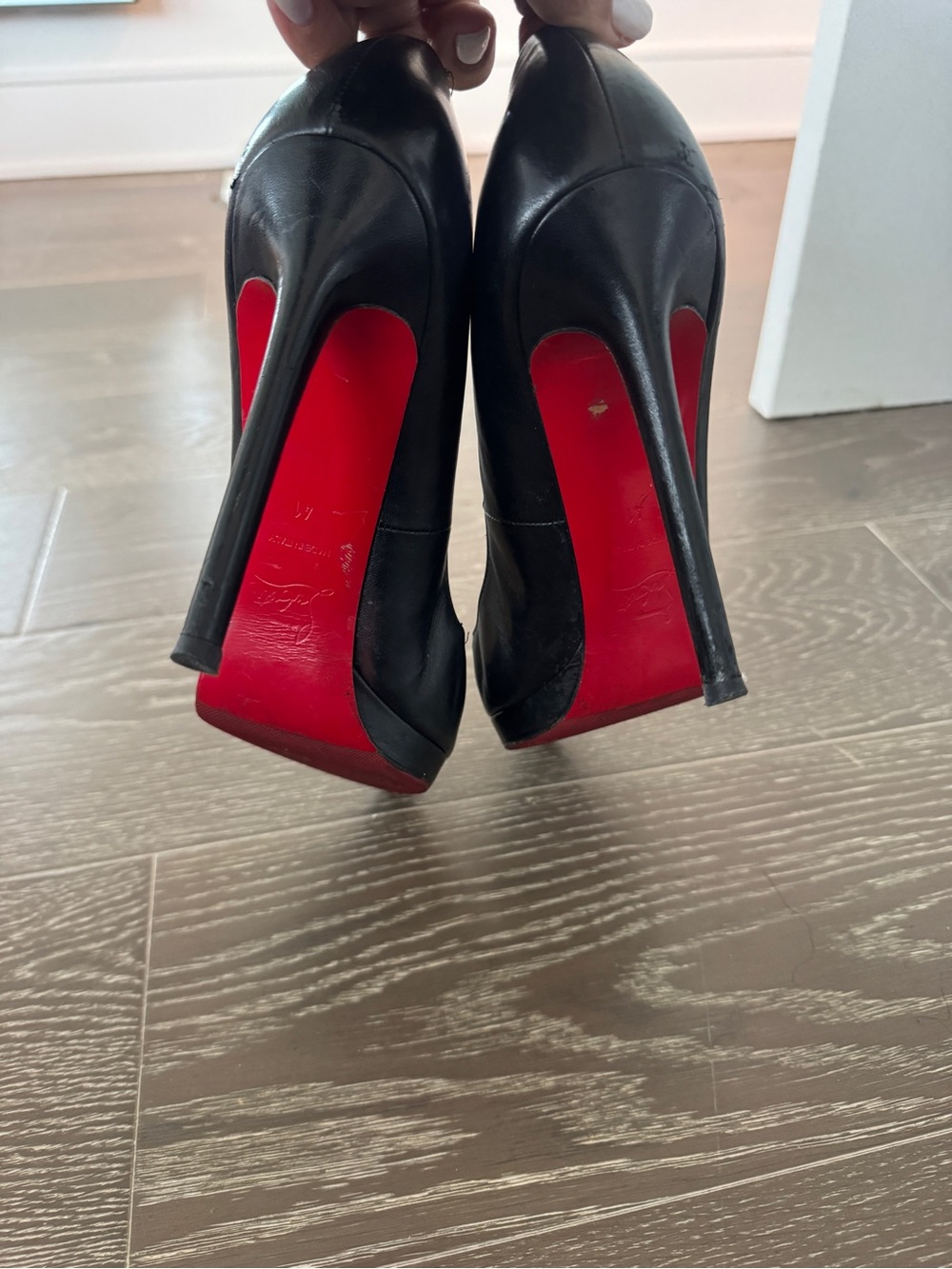 Christian Louboutin Black Leather Pumps with Red Soles